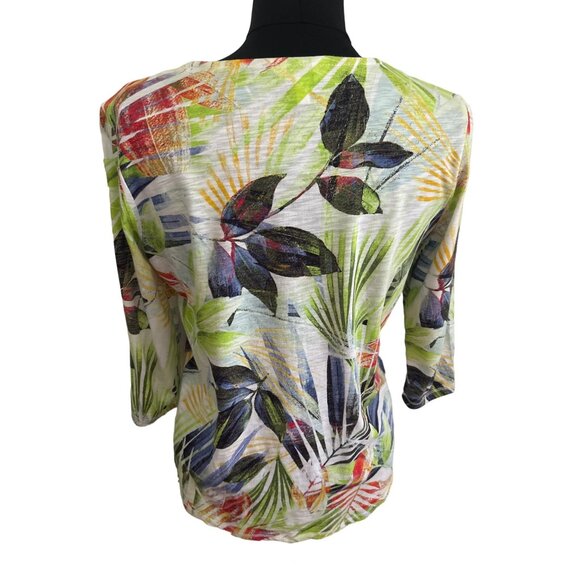 Coral Bay Women's PM Tropical Print Faux Button-Down Tie-Front Shirt - Picture 3 of 8